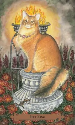 Tarot des chats mystiques: carte Fire King