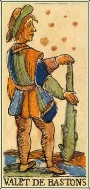 Anciens tarots Bolognais carte le valet de bâtons