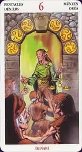 Celtic tarot carte : le 6 de deniers