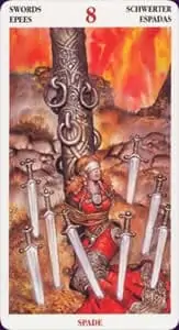 Celtic tarot carte : le 8 d'épée