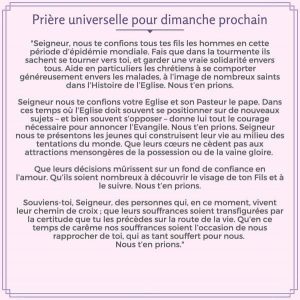 1 Prière Universelle Pour Dimanche Prochain Très Puissante