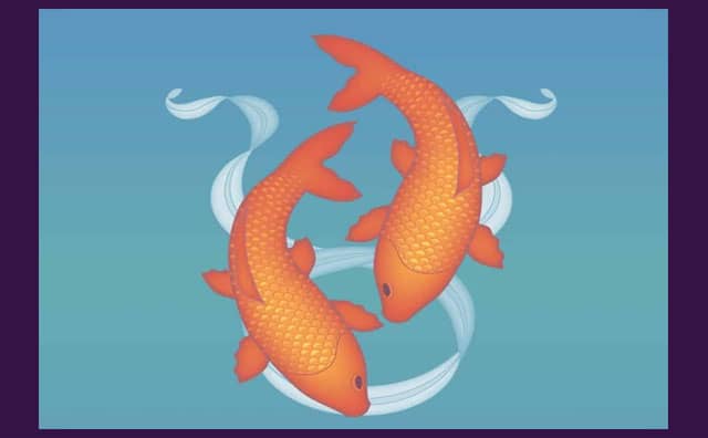 Symbole bouddhiste des poissons d'or