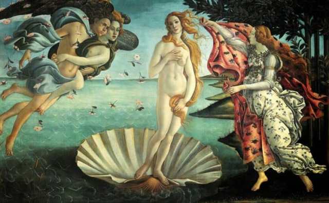 La naissance de vénus dans une coquille par Botticelli