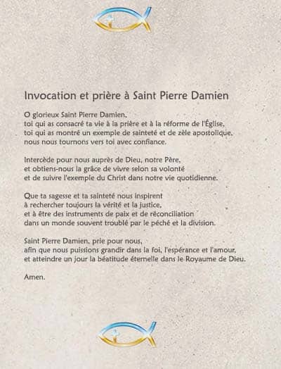 Prière à Saint Pierre Damien à imprimer