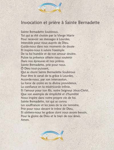 Prière à sainte Bernadette Soubirous à imprimer