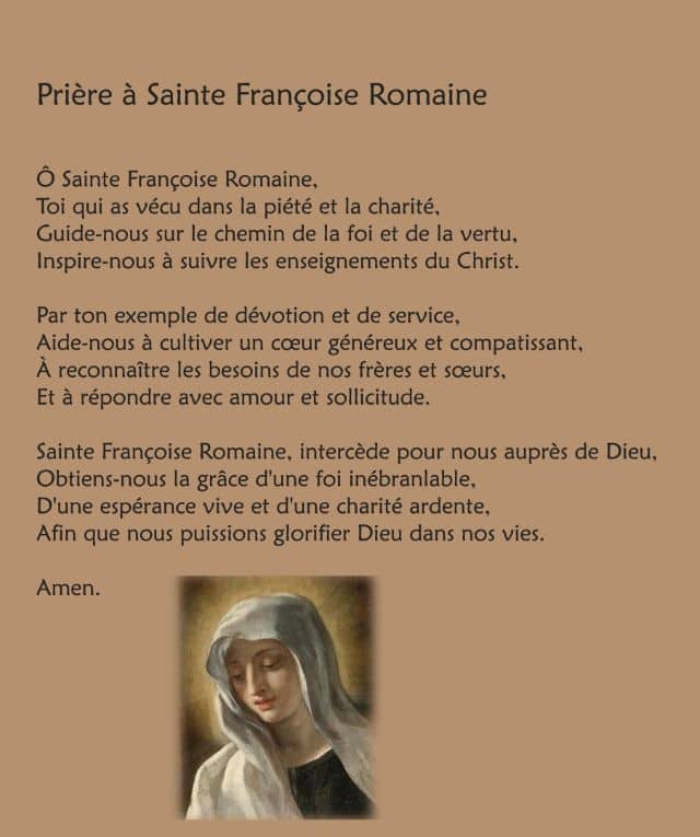 Prière de Sainte Françoise Romaine à imprimer