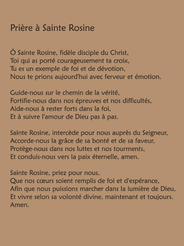 Prière de Sainte Rosine à imprimer