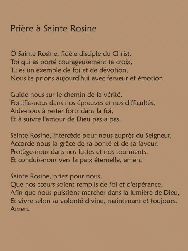 Prière de Sainte Rosine à imprimer